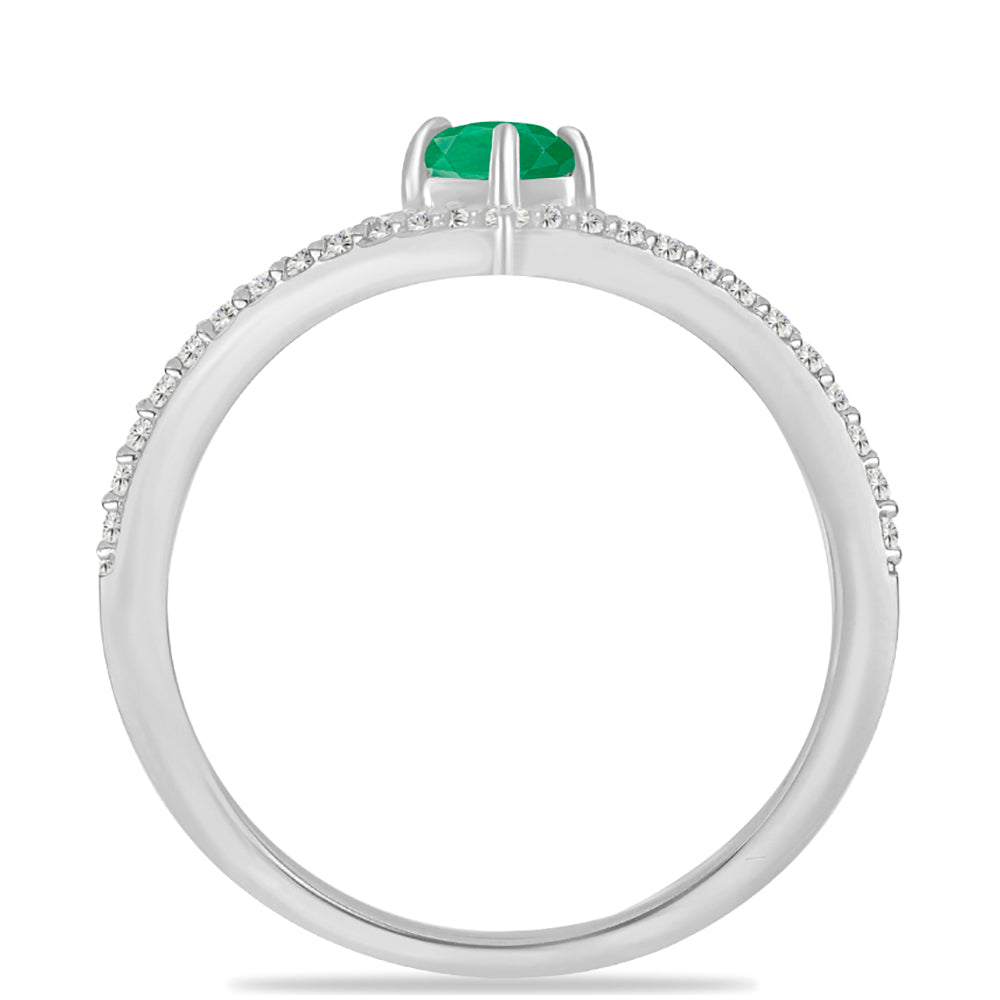 Inel din Argint 925 ( 2.58 grame ) cu Smarald Brazilian și Topaz Alb 0.56 Carate 2 