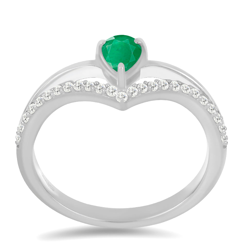 Inel din Argint 925 ( 2.58 grame ) cu Smarald Brazilian și Topaz Alb 0.56 Carate 3 