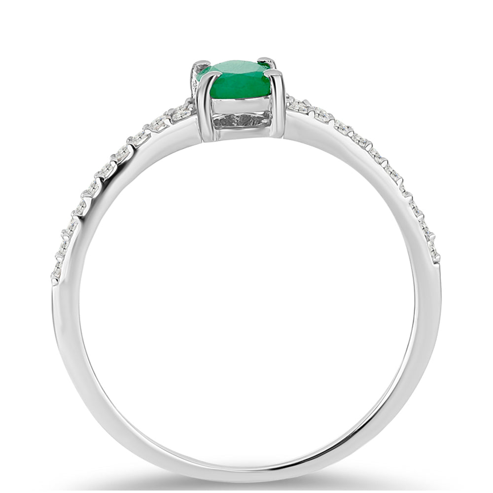 Inel din Argint 925 ( 1.43 grame ) cu Smarald Brazilian și Topaz Alb 1.17 Carate 3 