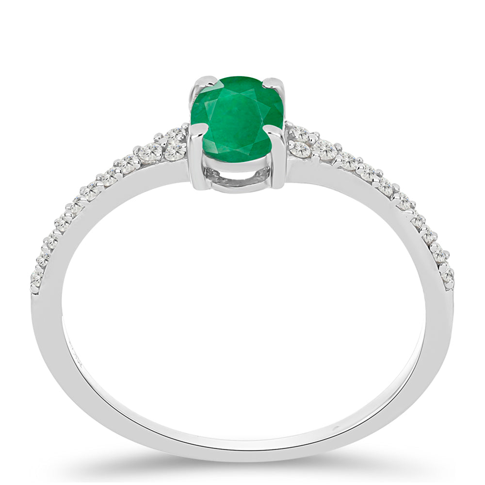 Inel din Argint 925 ( 1.43 grame ) cu Smarald Brazilian și Topaz Alb 1.17 Carate 4 