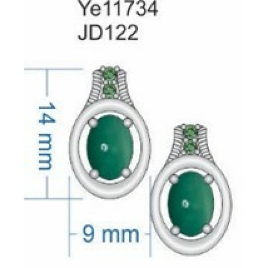 Cercei din Argint 925 ( 3.35 grame ) cu Jad Galben și Topaz Alb 3.58 Carate