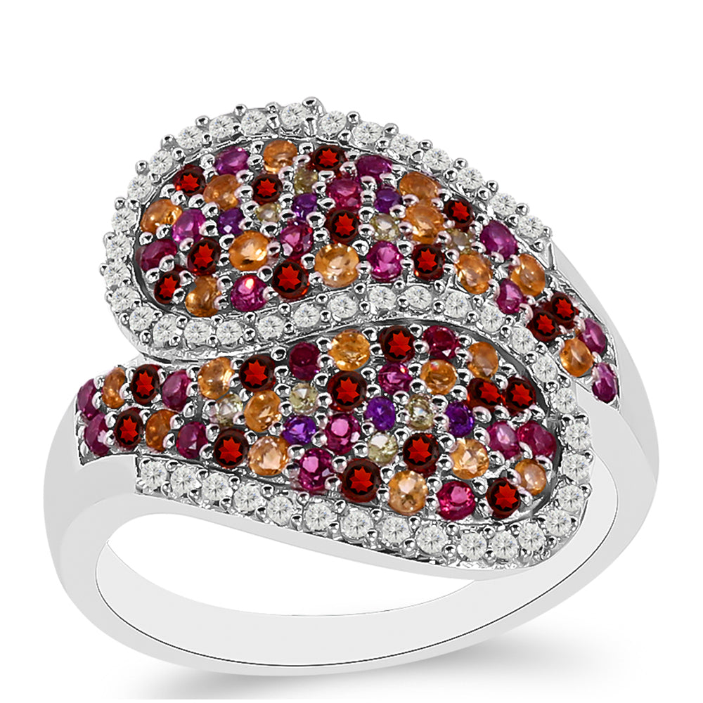 Inel din Argint 925 ( 4.57 grame ) cu Granat Barton și Citrin Ural 1.72 Carate 3 