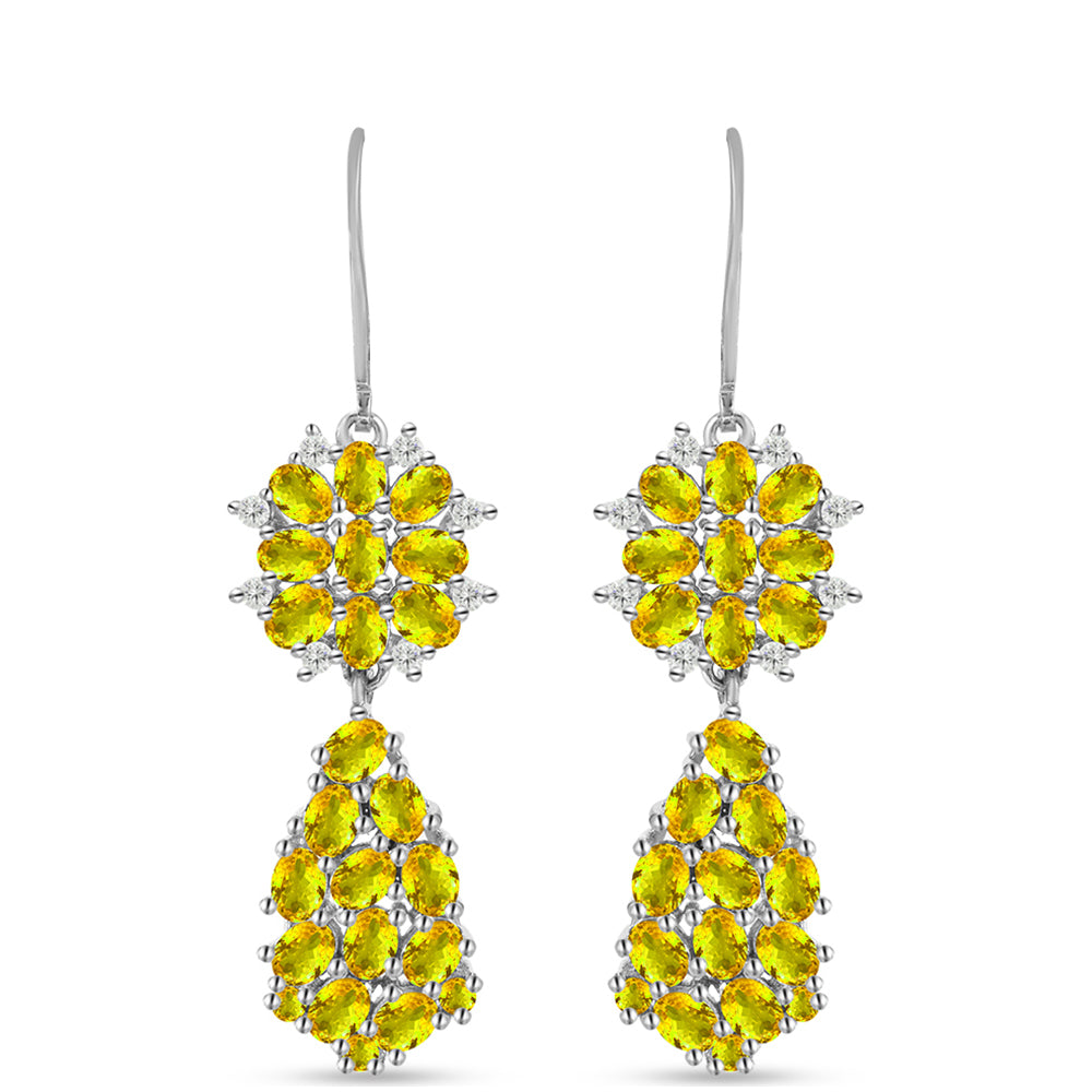 Cercei din Argint 925 ( 7.9 grame ) cu Citrin Ural și Topaz Alb 7.03 Carate