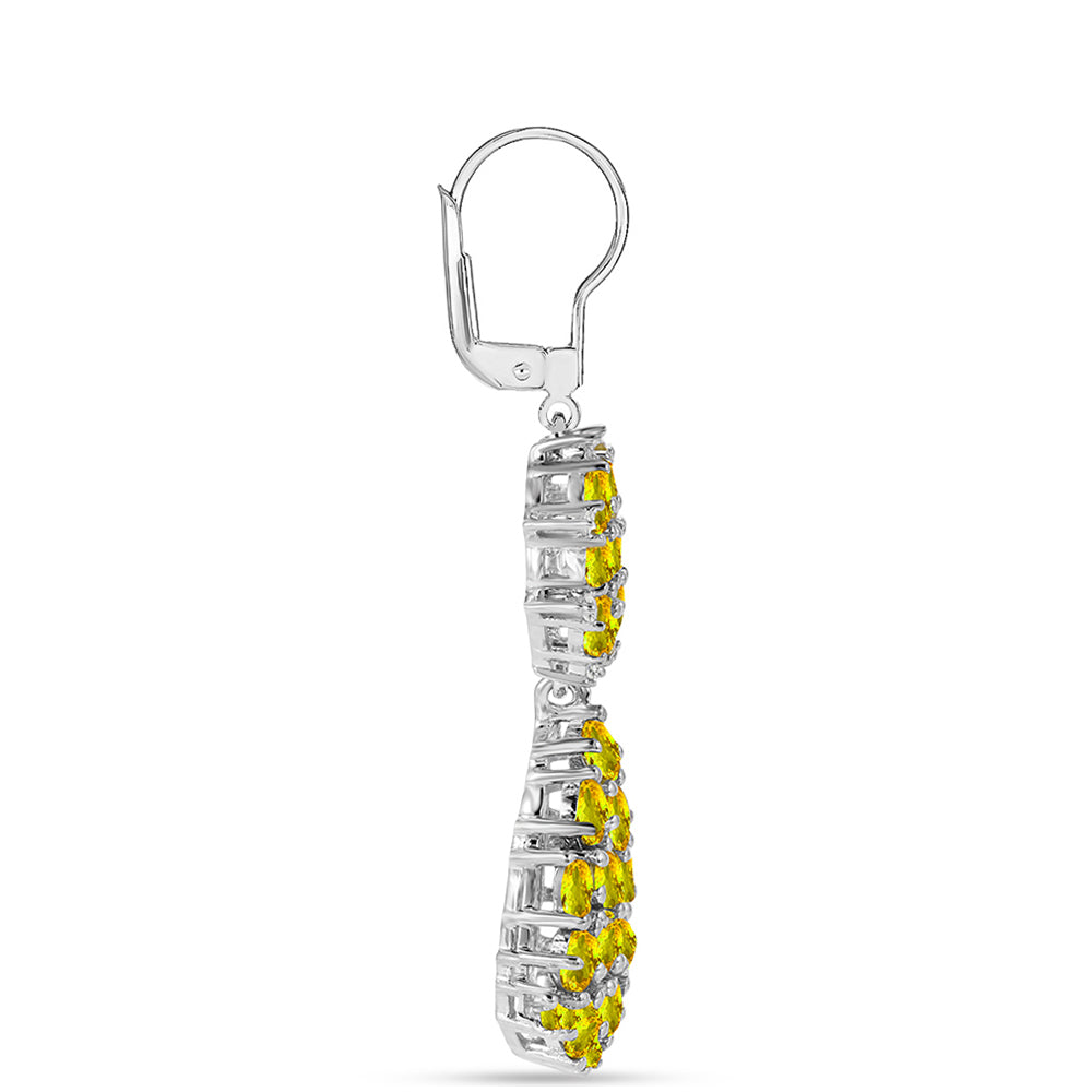 Cercei din Argint 925 ( 7.9 grame ) cu Citrin Ural și Topaz Alb 7.03 Carate 2 