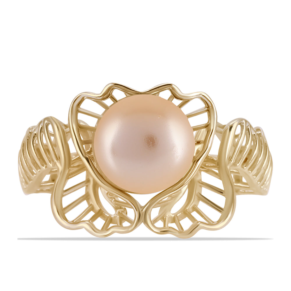 Inel din Argint 925 Placat cu Aur ( 4.03 grame ) cu Perlă de Apă Dulce culoare Aurie 4.64 Carate