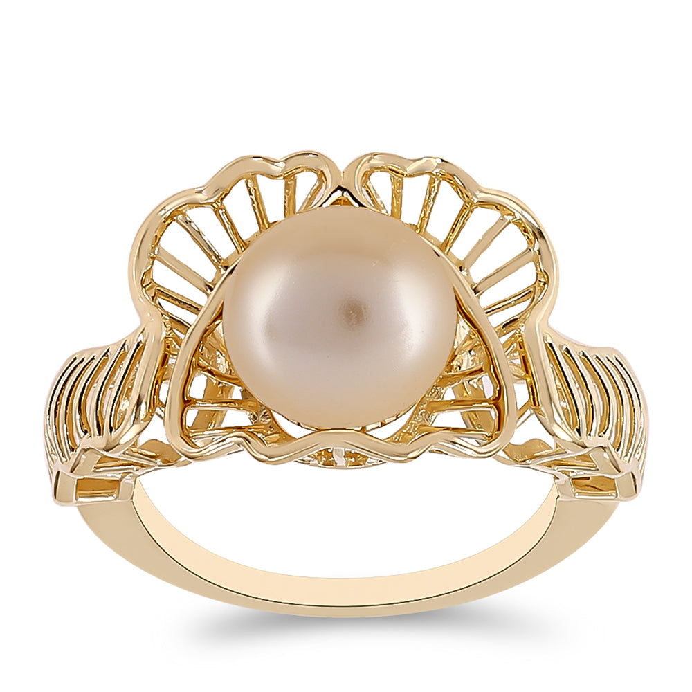 Inel din Argint 925 Placat cu Aur ( 4.03 grame ) cu Perlă de Apă Dulce culoare Aurie 4.64 Carate