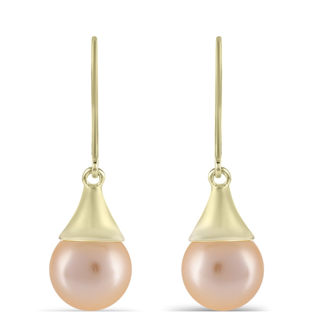 Cercei din Argint 925 Placat cu Aur ( 2.3 grame ) cu Perlă de Apă Dulce culoare Aurie 12.38 Carate 1 