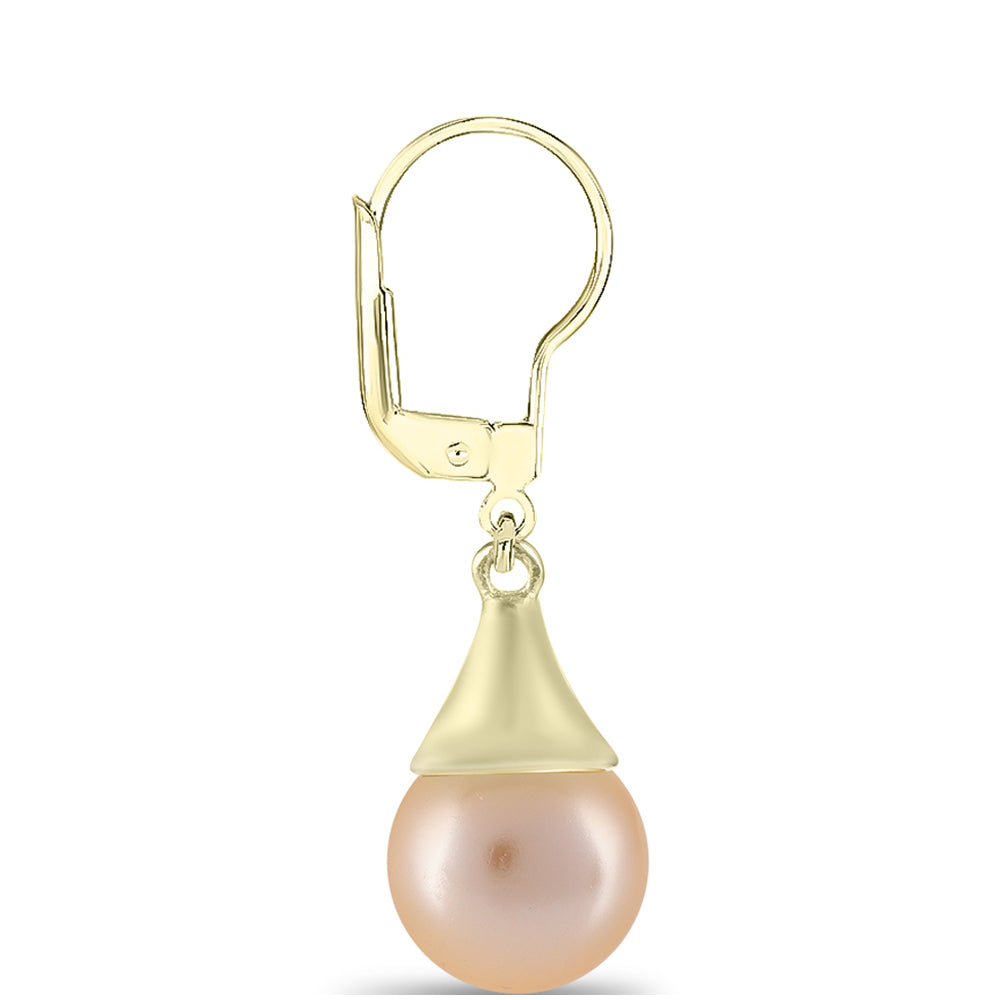 Cercei din Argint 925 Placat cu Aur ( 2.3 grame ) cu Perlă de Apă Dulce culoare Aurie 12.38 Carate 2 