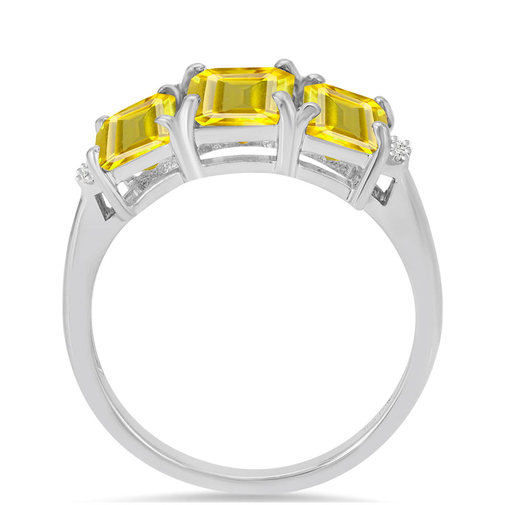 Inel din Argint 925 ( 2.61 grame ) cu Citrin Ural și Topaz Alb 3.28 Carate