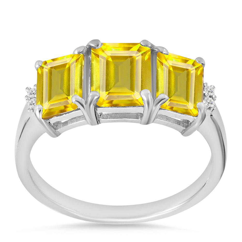 Inel din Argint 925 ( 2.61 grame ) cu Citrin Ural și Topaz Alb 3.28 Carate 3 