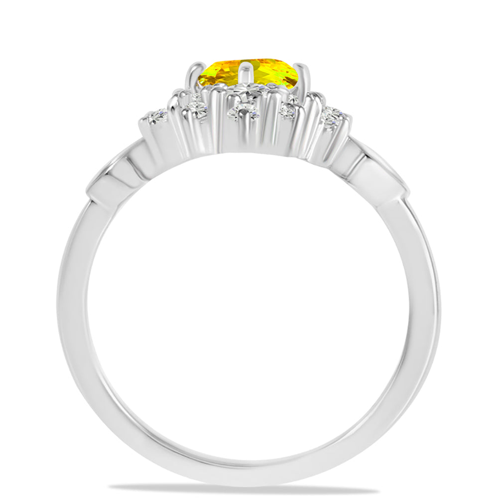 Inel din Argint 925 ( 2.77 grame ) cu Citrin Ural și Topaz Alb 1.09 Carate 2 