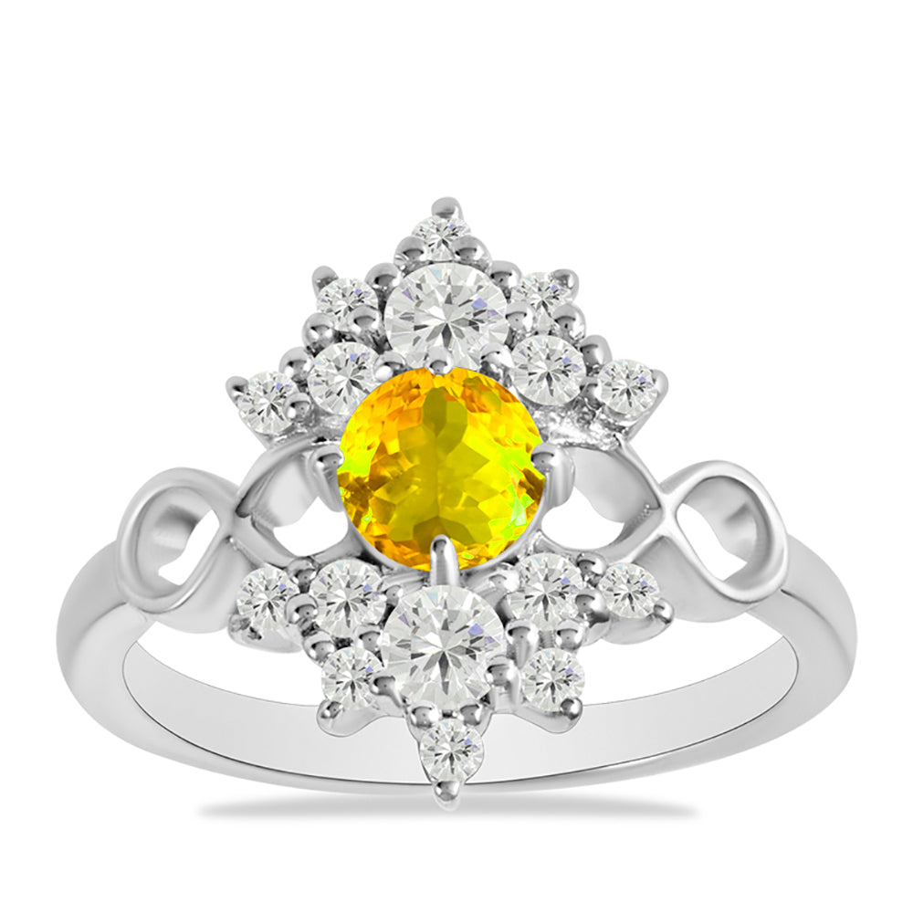Inel din Argint 925 ( 2.77 grame ) cu Citrin Ural și Topaz Alb 1.09 Carate 3 