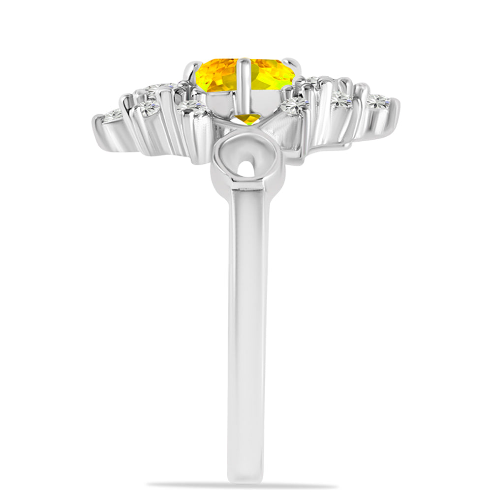 Inel din Argint 925 ( 2.77 grame ) cu Citrin Ural și Topaz Alb 1.09 Carate