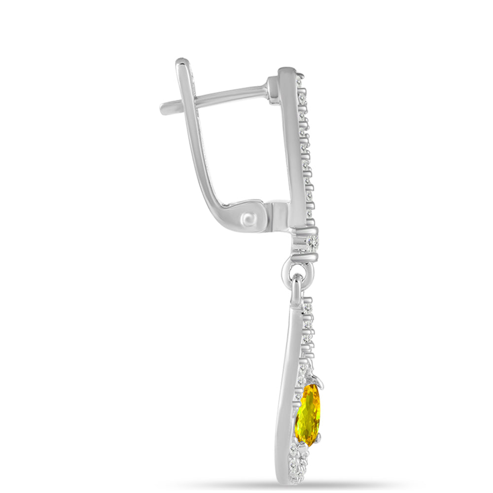 Cercei din Argint 925 ( 4.7 grame ) cu Citrin Ural și Topaz Alb 1.54 Carate