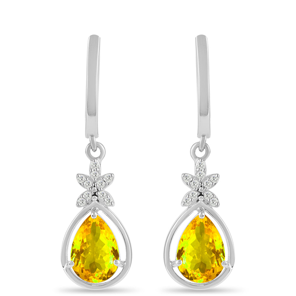 Cercei din Argint 925 ( 3.85 grame ) cu Citrin Ural și Topaz Alb 3.67 Carate 1 