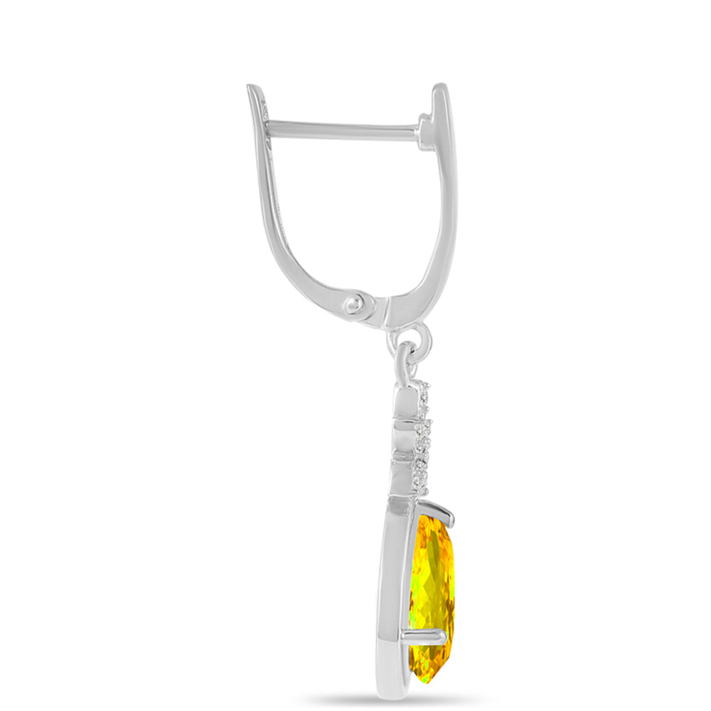 Cercei din Argint 925 ( 3.85 grame ) cu Citrin Ural și Topaz Alb 3.67 Carate 2 