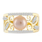Inel din Argint 925 Placat cu Aur ( 5.88 grame ) cu Perlă de Apă Dulce culoare Aurie și Topaz Alb 2.88 Carate