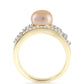Inel din Argint 925 Placat cu Aur ( 5.88 grame ) cu Perlă de Apă Dulce culoare Aurie și Topaz Alb 2.88 Carate