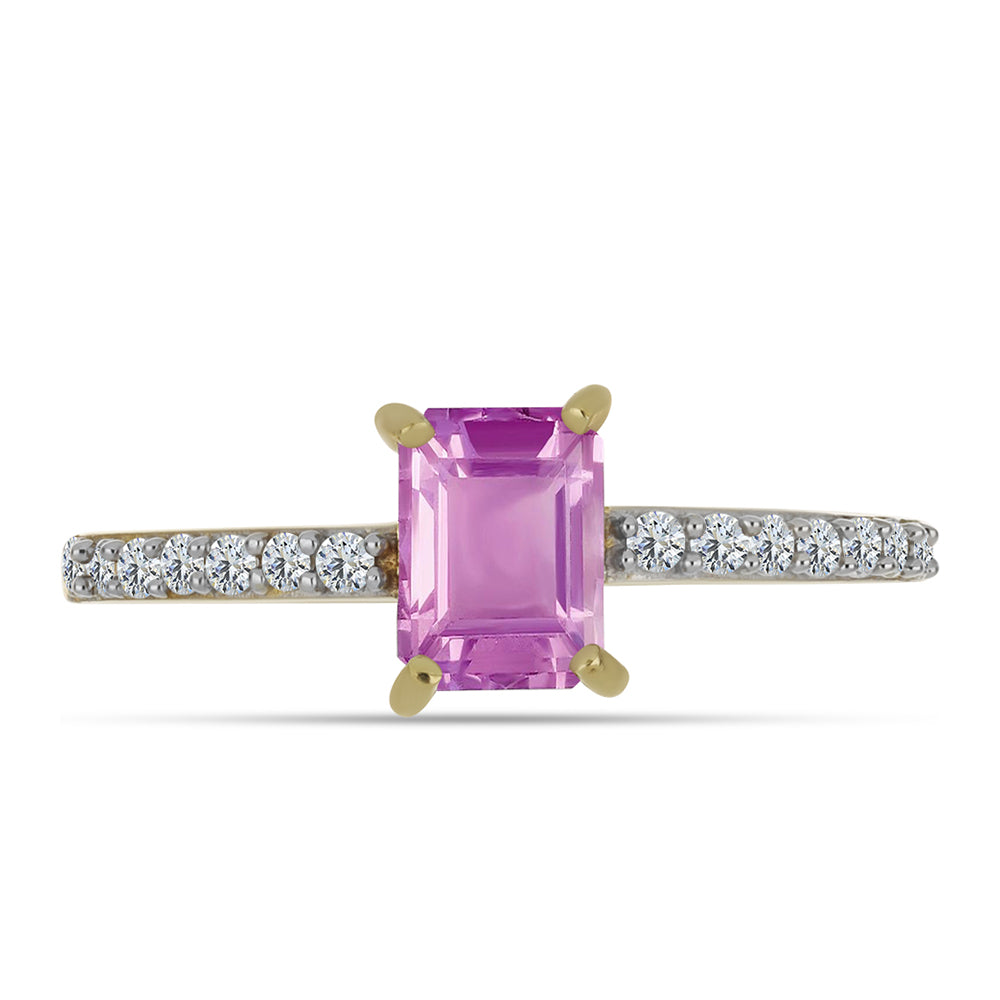 Inel din Argint 925 Placat cu Aur ( 1.87 grame ) cu Fluorit roz și Topaz Alb 1.53 Carate