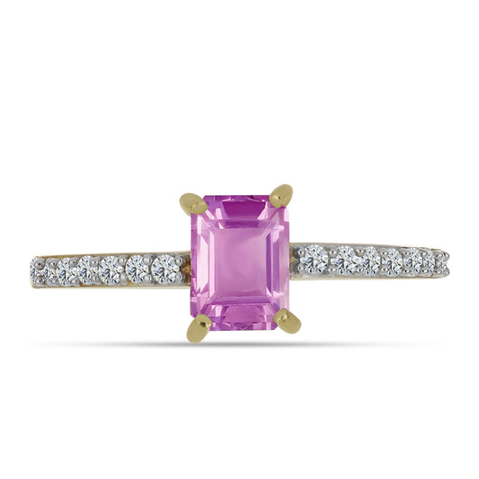 Inel din Argint 925 Placat cu Aur ( 1.87 grame ) cu Fluorit roz și Topaz Alb 1.53 Carate