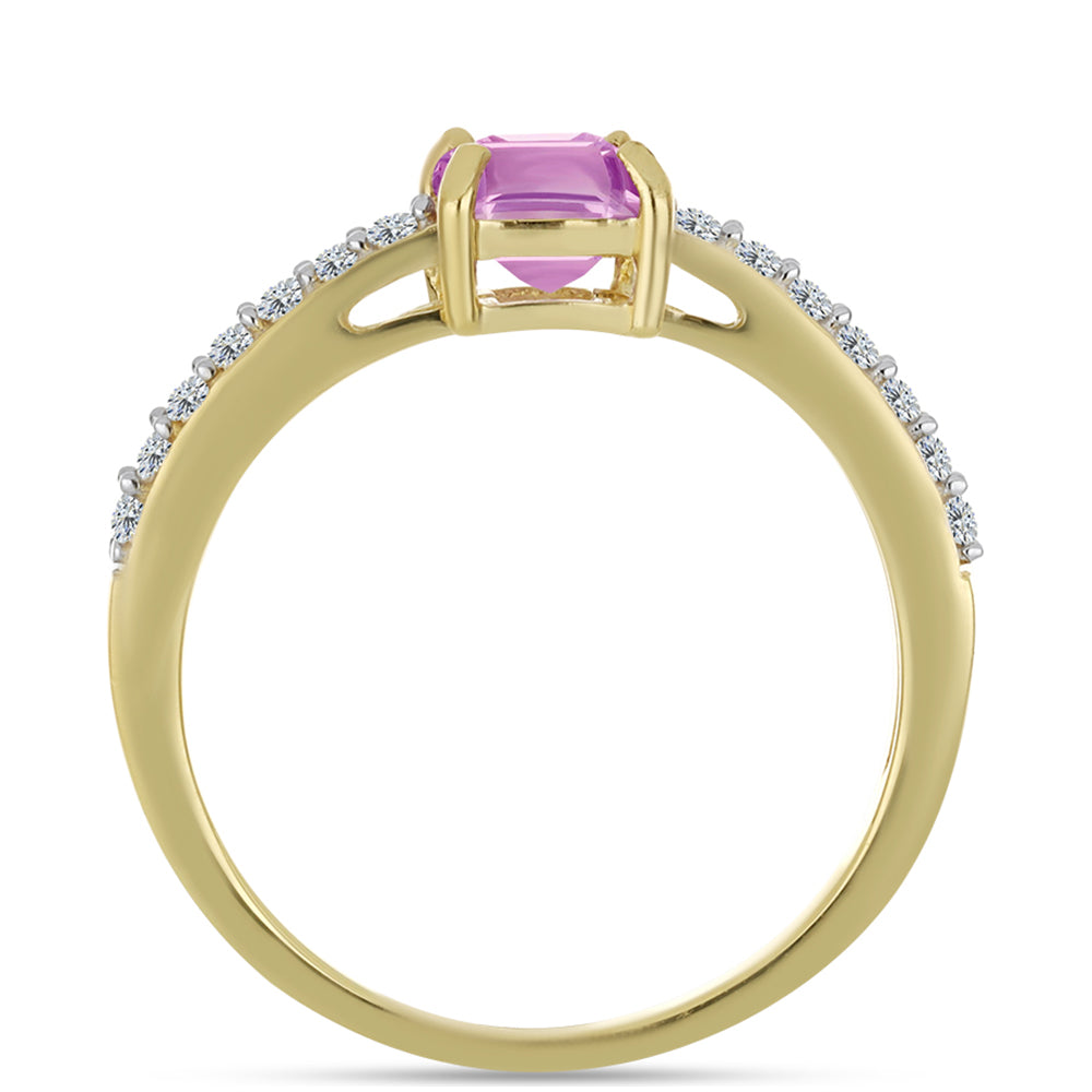 Inel din Argint 925 Placat cu Aur ( 1.87 grame ) cu Fluorit roz și Topaz Alb 1.53 Carate 2 