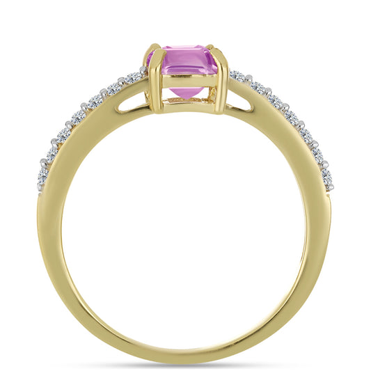 Inel din Argint 925 Placat cu Aur ( 1.87 grame ) cu Fluorit roz și Topaz Alb 1.53 Carate