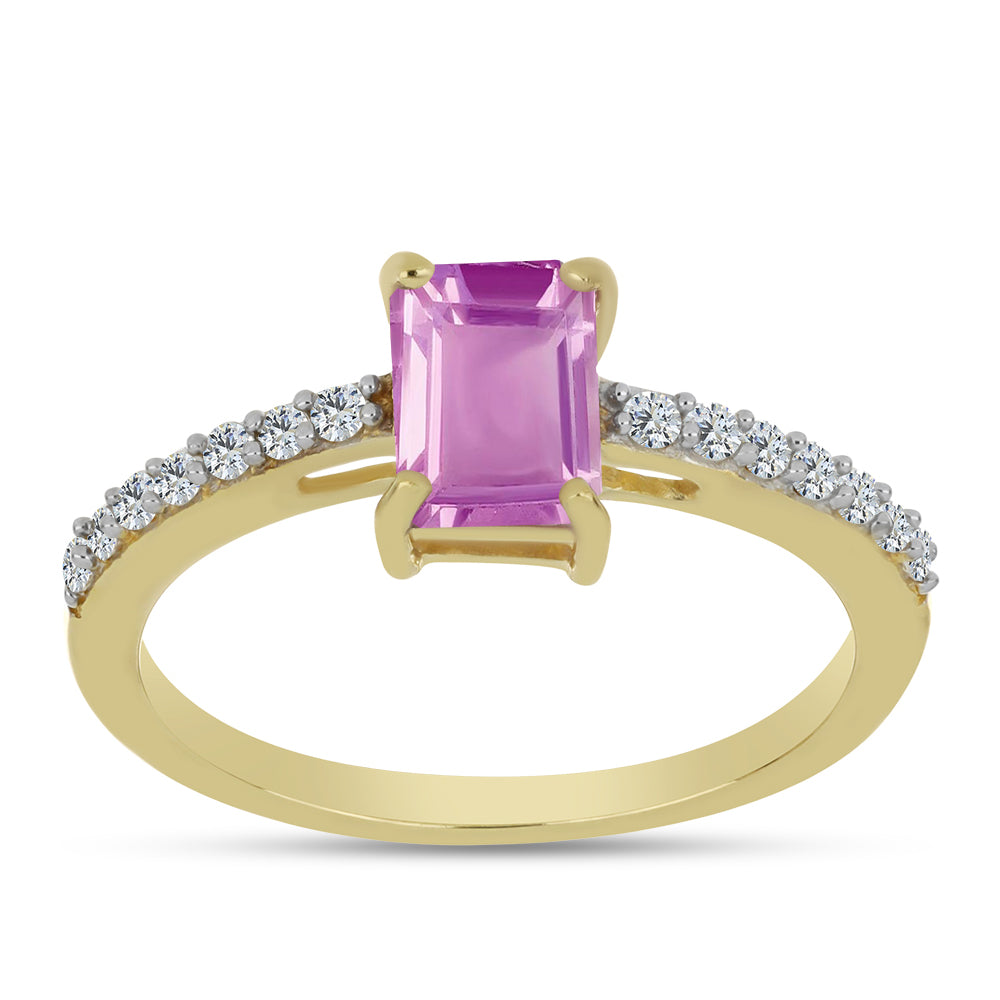 Inel din Argint 925 Placat cu Aur ( 1.87 grame ) cu Fluorit roz și Topaz Alb 1.53 Carate