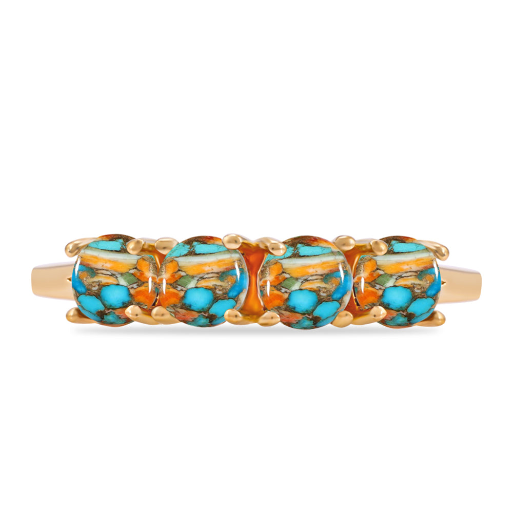 Inel din Argint 925 Placat cu Aur ( 1.93 grame ) cu Turcoaz Oyster 1.42 Carate