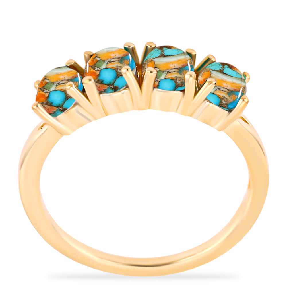 Inel din Argint 925 Placat cu Aur ( 1.93 grame ) cu Turcoaz Oyster 1.42 Carate