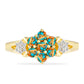 Inel din Argint 925 Placat cu Aur ( 3.35 grame ) cu Turcoaz Oyster și Topaz Alb 1.23 Carate
