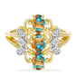Inel din Argint 925 Placat cu Aur ( 3.86 grame ) cu Turcoaz Oyster și Topaz Alb 1.8 Carate