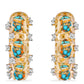 Cercei din Argint 925 Placat cu Aur ( 4.41 grame ) cu Turcoaz Oyster și Topaz Alb 2.14 Carate