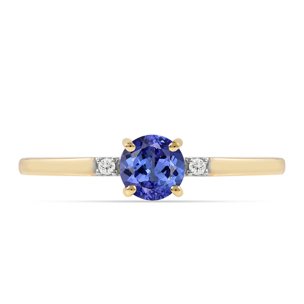 Inel din Aur de 9K ( 0.98 grame ) cu Tanzanit AAA și Zircon Alb Natural 0.55 Carate 1 