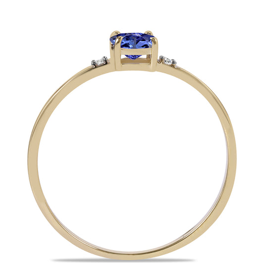 Inel din Aur de 9K ( 0.98 grame ) cu Tanzanit AAA și Zircon Alb Natural 0.55 Carate