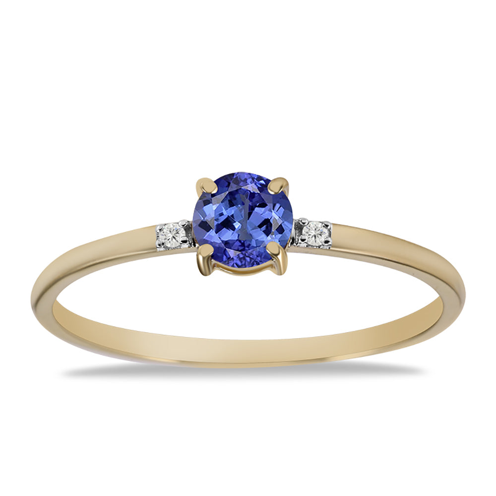 Inel din Aur de 9K ( 0.98 grame ) cu Tanzanit AAA și Zircon Alb Natural 0.55 Carate 3 