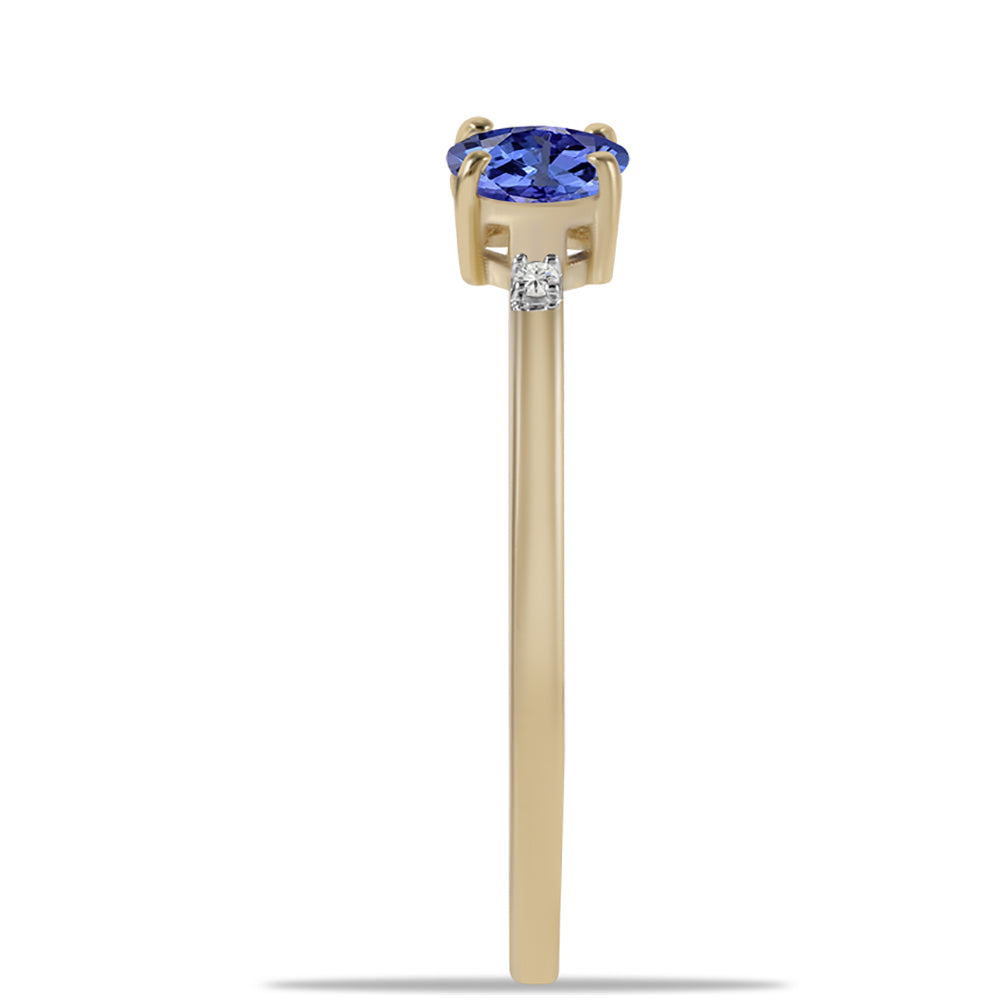 Inel din Aur de 9K ( 0.98 grame ) cu Tanzanit AAA și Zircon Alb Natural 0.55 Carate 4 