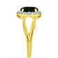 Inel din Argint 925 Placat cu Aur ( 3.1 grame ) cu Onix Negru și Topaz Alb 1.68 Carate