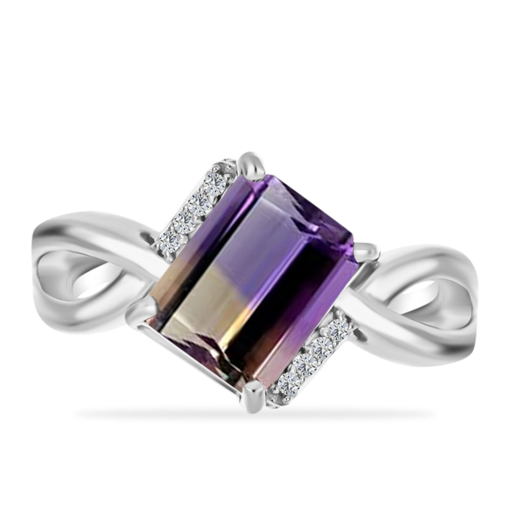 Inel din Argint 925 ( 3.37 grame ) cu Ametrin Anahi și Topaz Alb 2.19 Carate 1 