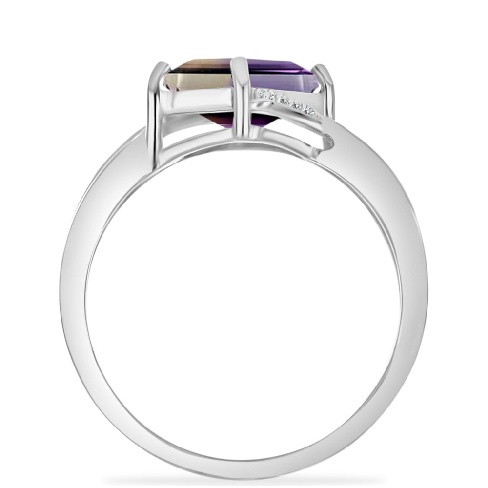 Inel din Argint 925 ( 3.37 grame ) cu Ametrin Anahi și Topaz Alb 2.19 Carate