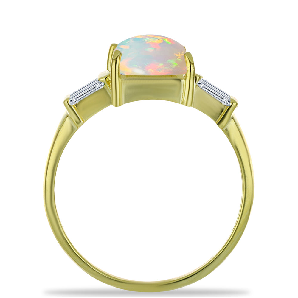 Inel din Argint 925 Placat cu Aur ( 2.33 grame ) cu Opal Welo și Zircon Alb 2.98 Carate