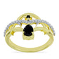 Inel din Argint 925 Placat cu Aur ( 2.91 grame ) cu Onix Negru și Topaz Alb 0.77 Carate