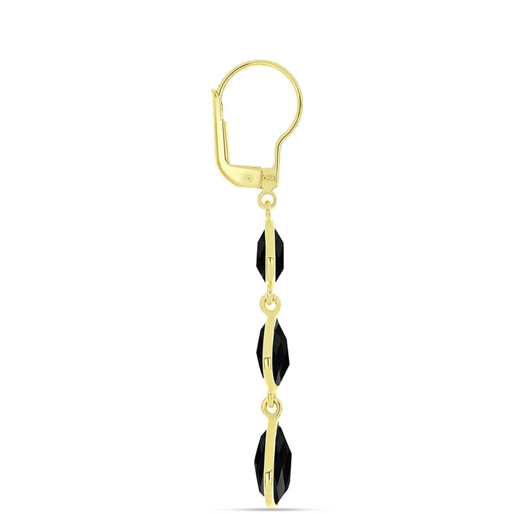 Cercei din Argint 925 Placat cu Aur ( 1.55 grame ) cu Onix Negru 6.75 Carate 2 