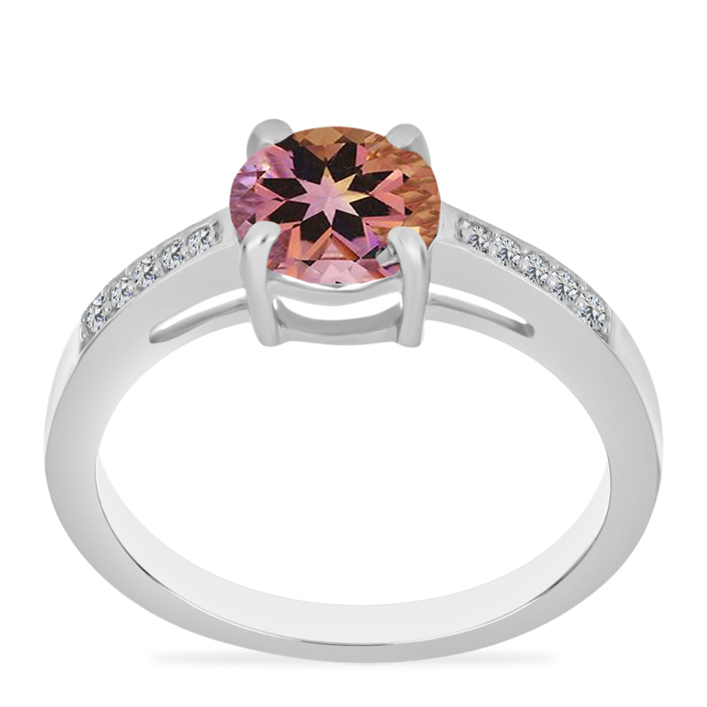 Inel din Argint 925 ( 3.39 grame ) cu Ametrin Anahi și Topaz Alb 1.96 Carate