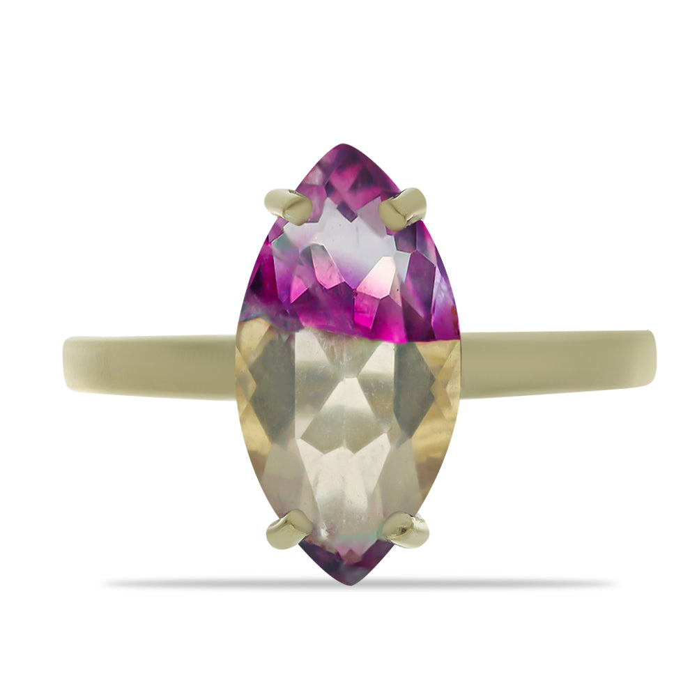 Inel din Argint 925 Placat cu Aur ( 1.96 grame ) cu Fluorit Violet 4.58 Carate 1 