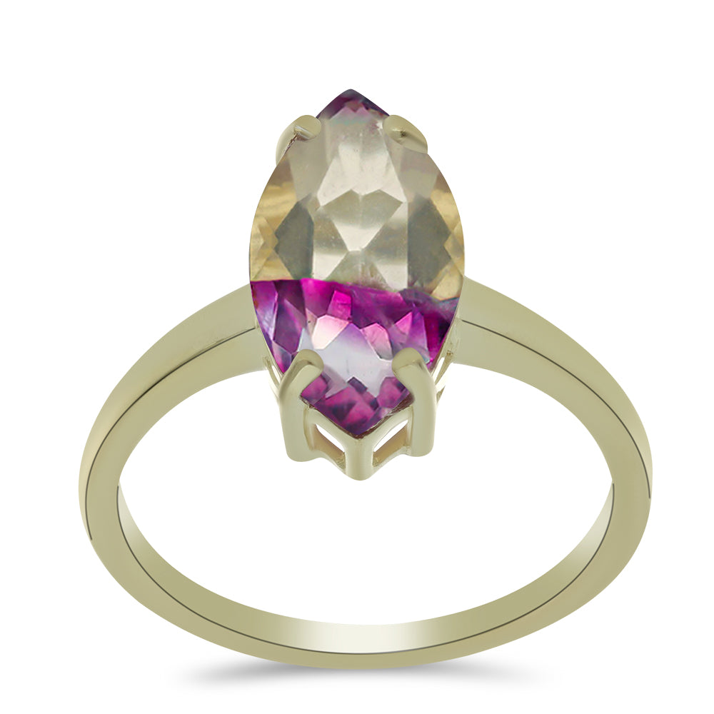 Inel din Argint 925 Placat cu Aur ( 1.96 grame ) cu Fluorit Violet 4.58 Carate 3 