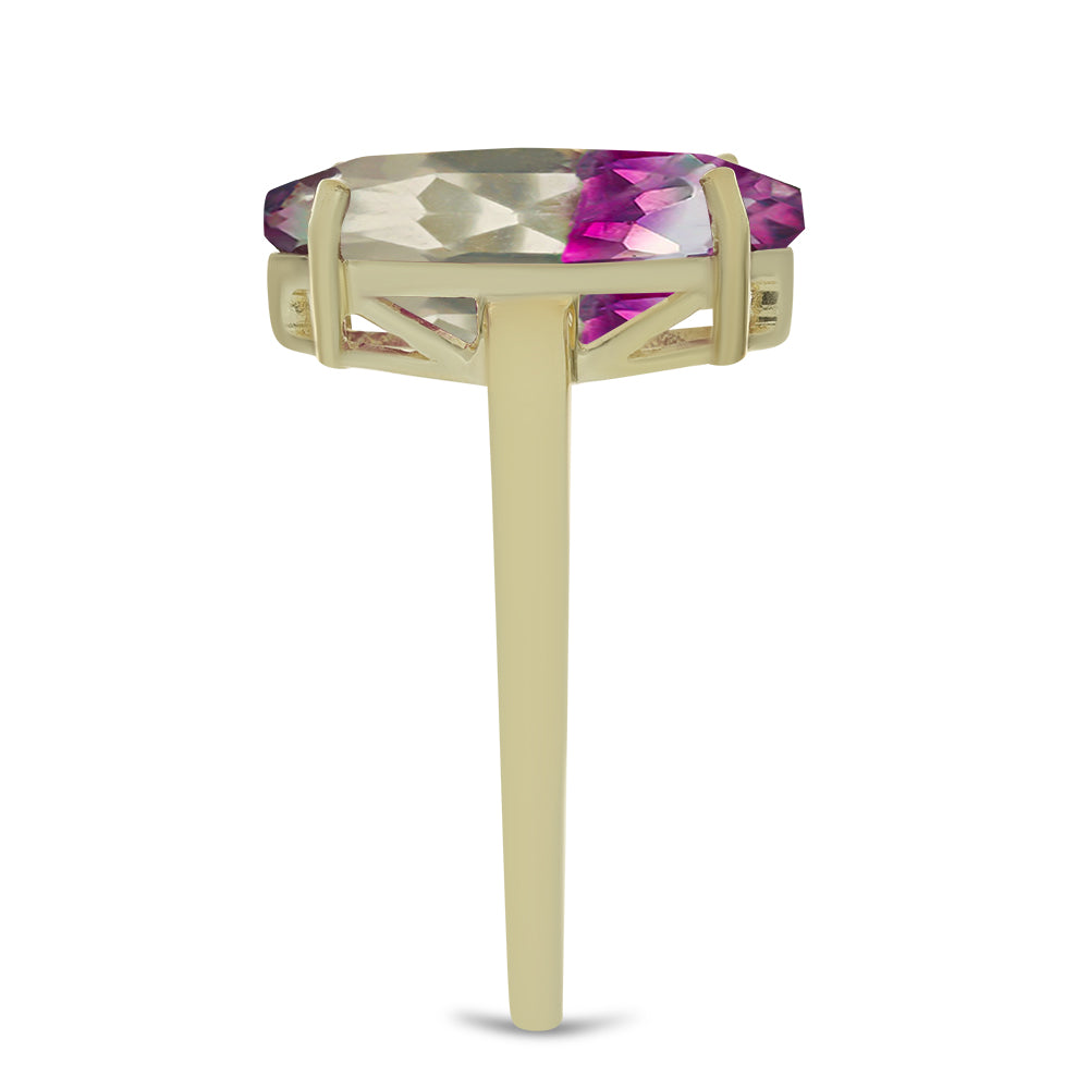 Inel din Argint 925 Placat cu Aur ( 1.96 grame ) cu Fluorit Violet 4.58 Carate