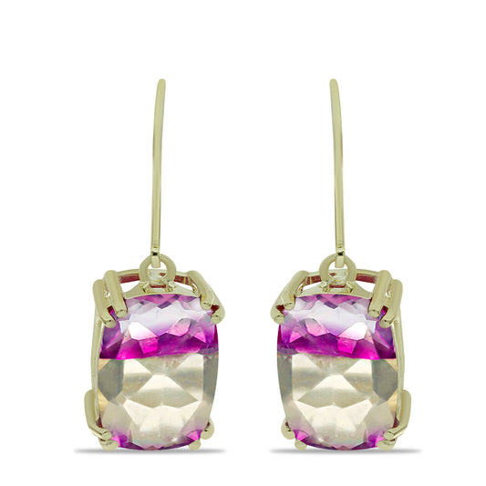 Cercei din Argint 925 Placat cu Aur ( 4.04 grame ) cu Fluorit Violet 16.08 Carate