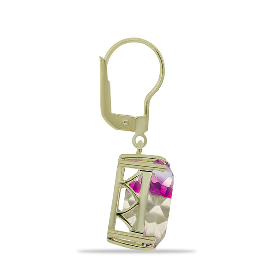 Cercei din Argint 925 Placat cu Aur ( 4.04 grame ) cu Fluorit Violet 16.08 Carate