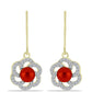 Cercei din Argint 925 Placat cu Aur ( 4.25 grame ) cu Perlă de apă dulce roșie și Topaz Alb 2.6 Carate
