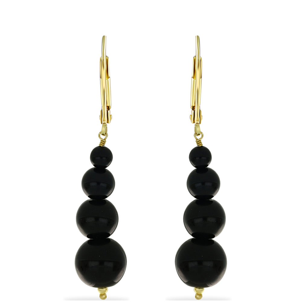 Cercei din Argint 925 Placat cu Aur ( 0.82 grame ) cu Onix Negru 25.03 Carate 1 